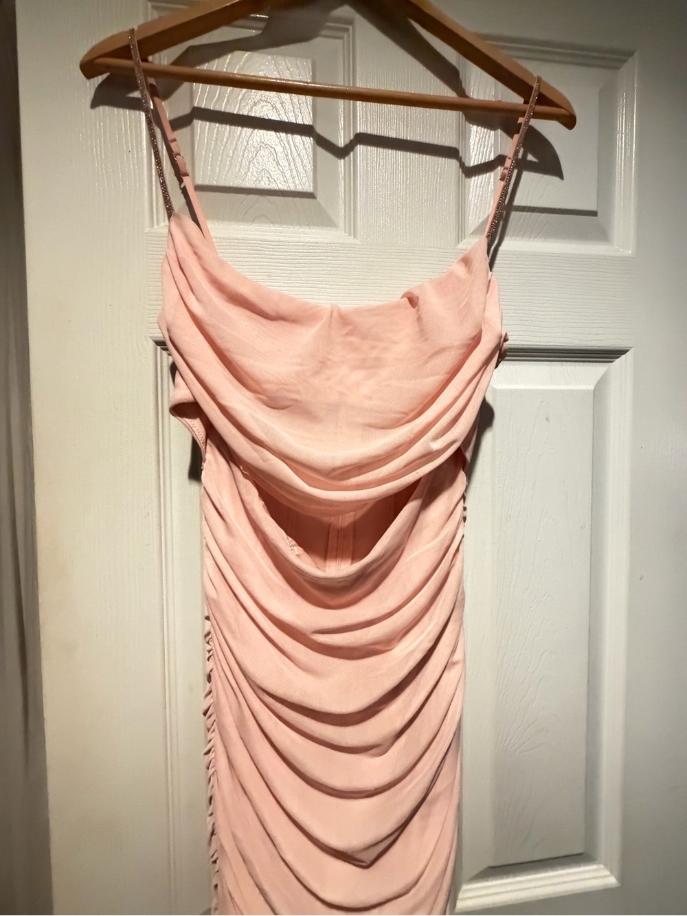 Oh Polly MONTPELLIER Embellished Strap Mini Dress in Blush Size 8